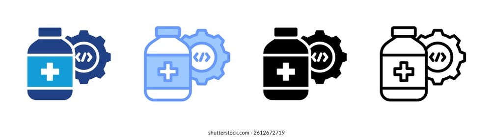 Medication Management System icon set multiple style collection