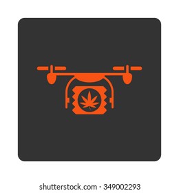 Medication Nanocopter Shipment vector icon. Style is flat rounded square button, orange and gray colors, white background.