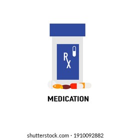 Una medicación de fondo blanco.