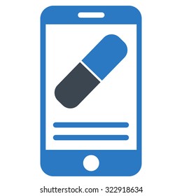 Medication Online Information vector icon. Style is bicolor flat symbol, smooth blue colors, rounded angles, white background.