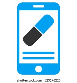Medication Online Information vector icon. Style is bicolor flat symbol, blue and gray colors, rounded angles, white background.