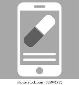 Medication Online Information vector icon. Style is bicolor flat symbol, dark gray and white colors, rounded angles, silver background.