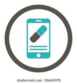 Medication Online Information vector icon. Style is bicolor flat rounded symbol, grey and cyan colors, rounded angles, white background.