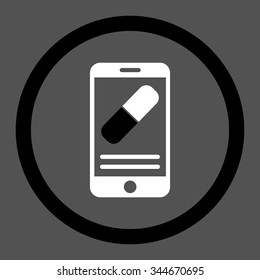 Medication Online Information vector icon. Style is bicolor flat rounded symbol, black and white colors, rounded angles, gray background.
