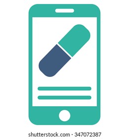 Medication Online Information vector icon. Style is bicolor flat symbol, cobalt and cyan colors, rounded angles, white background.