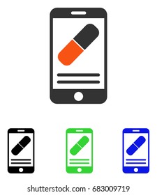 Medication Online Information vector pictogram. Illustration style is a flat iconic colored symbol with different color versions.