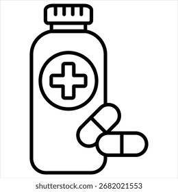 Vetor de Ilustração de Ícone de Contorno de Medicação