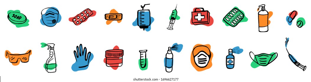 Medication, pharmaceutics concept. Vector illustration
Medicine, pharmacy. Various meds set is protected against disease and drug prevention. Background. Wallpaper.