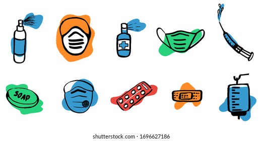 Medication, pharmaceutics concept. Vector illustration
Medicine, pharmacy. Various meds set is protected against disease and drug prevention. Background. Wallpaper.