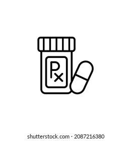 Medication and pill editable stroke outline icon isolated on white background vector illustration.