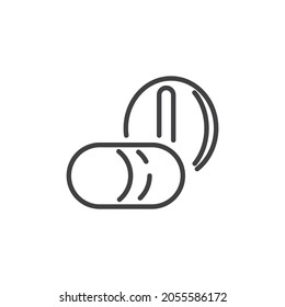 Medication pill line icon. linear style sign for mobile concept and web design. Medical Pill and tablet outline vector icon. Symbol, logo illustration. Vector graphics