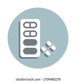 Medication pills badge icon. Simple glyph, flat vector of blood donation icons for ui and ux, website or mobile application