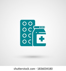 Medication pills icon. Vector illustration EPS 10.