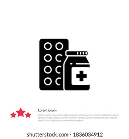 Medication pills icon. Vector illustration EPS 10.