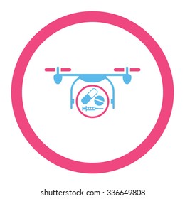Medication Quadcopter vector icon. Style is bicolor flat rounded symbol, pink and blue colors, rounded angles, white background.