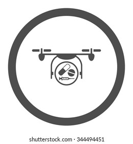 Medication Quadcopter vector icon. Style is flat rounded symbol, gray color, rounded angles, white background.