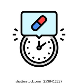 calendário de medicação câncer tratamento cor ícone vetor. calendário de medicação câncer tratamento sinal.