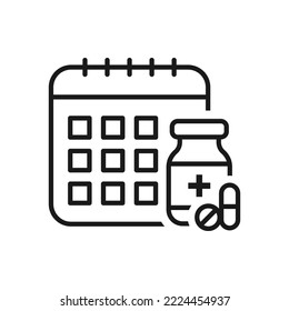 Medication schedule icon design isolated on white background. Vector illustration