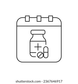 Medication schedule icon line style isolated on white background. Vector illustration