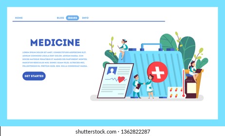 Medication set. Collection of pharmacy drug and first aid. Medicine pill for disease treatment. Drugstore concept. Flat vector illustration