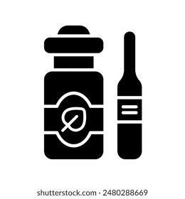 Icono de medicación. Frasco de pastillas, ampolla, medicina, medicamentos, farmacia, atención médica, tratamiento, prescripción médica, salud, farmacéutico.