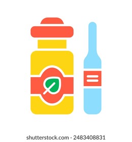 Medication set icon. Pill bottle, ampoule, medicine, drugs, pharmacy, healthcare, treatment, prescription, health, pharmaceutical.