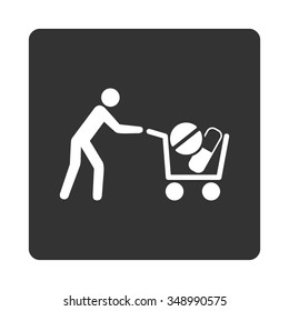Medication Shopping vector icon. Style is flat rounded square button, white and gray colors, white background.
