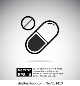Medication sign icon, vector illustration. Flat design style 