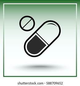 Medication sign icon, vector illustration. Flat design style 