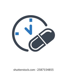 Medication Time Icon On White Background