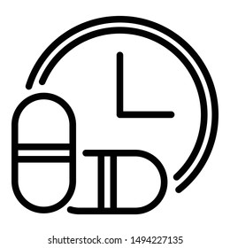 Medication time icon. Outline medication time vector icon for web design isolated on white background