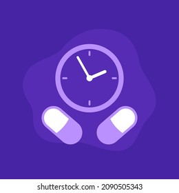 medication time icon with pills and clock