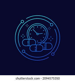 medication time line icon with pills, vector