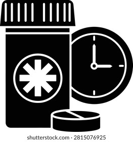 Medication Time Pill Bottle Icon for Healthcare Reminder