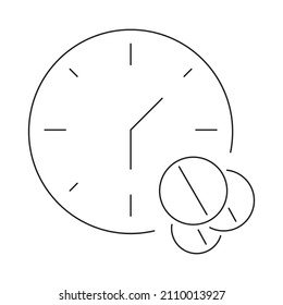 Medication time schedule line icon.  Isolated on white background