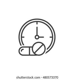 medication time schedule line icon, outline vector logo illustration, linear pictogram isolated on white