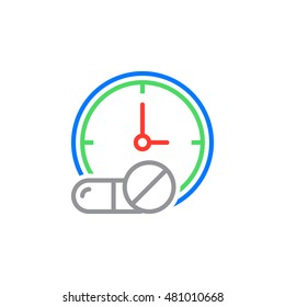 medication time schedule line icon, outline vector logo illustration, linear colorful pictogram isolated on white