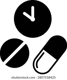 Medication Timing Icon Showing Scheduled Doses for Healthcare Management
