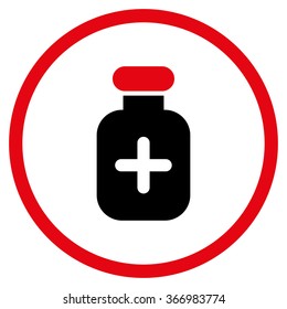 Medication Tube vector icon. Style is bicolor flat circled symbol, intensive red and black colors, rounded angles, white background.