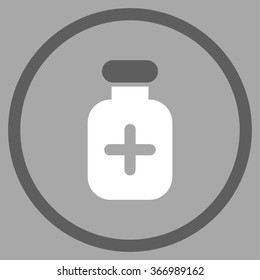 Medication Tube vector icon. Style is bicolor flat circled symbol, dark gray and white colors, rounded angles, silver background.