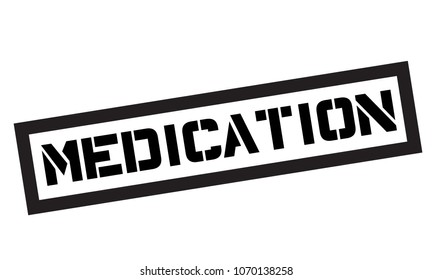 Medication typographic stamp. Black and red stamp series.