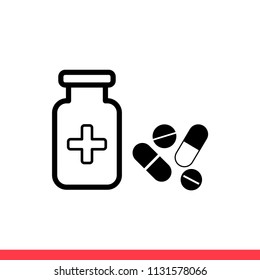 Medication vector icon, drug symbol. Simple, flat design for web or mobile app