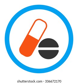 Medication vector icon. Style is flat rounded symbol, bright colors, rounded angles, white background.