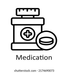 Medication vector outline Icon Design illustration on White background. EPS 10 File