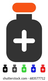 Medication Vial flat vector pictograph with colored versions. Color medication vial icon variants with black, gray, green, blue, red.