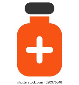 Medication Vial vector icon. Style is bicolor flat symbol, orange and gray colors, rounded angles, white background.