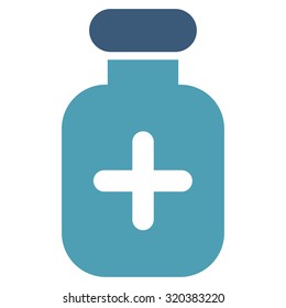 Medication Vial vector icon. Style is bicolor flat symbol, cyan and blue colors, rounded angles, white background.