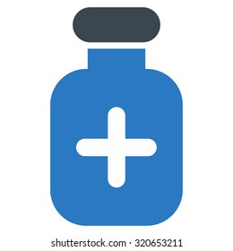 Medication Vial vector icon. Style is bicolor flat symbol, smooth blue colors, rounded angles, white background.
