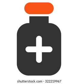 Medication Vial vector icon. Style is bicolor flat symbol, orange and gray colors, rounded angles, white background.