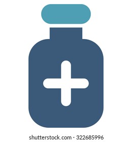 Medication Vial vector icon. Style is bicolor flat symbol, cyan and blue colors, rounded angles, white background.